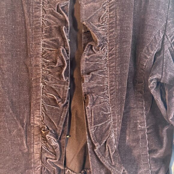 LAL Live a Little Corduroy Ruffled Front Lightweight Casual Jacket Size Medium - Picture 4 of 11